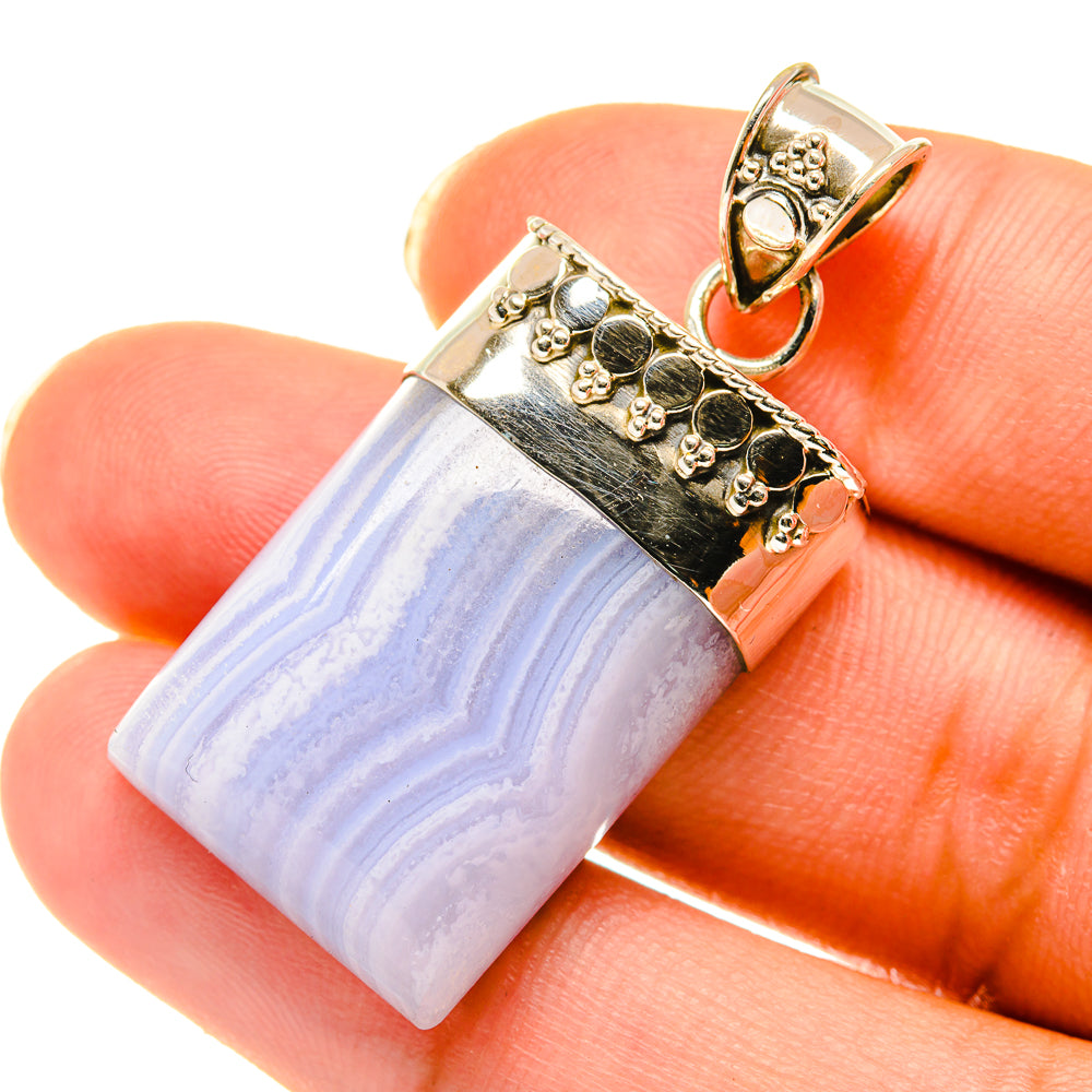 Blue Lace Agate Pendants handcrafted by Ana Silver Co - PD4118
