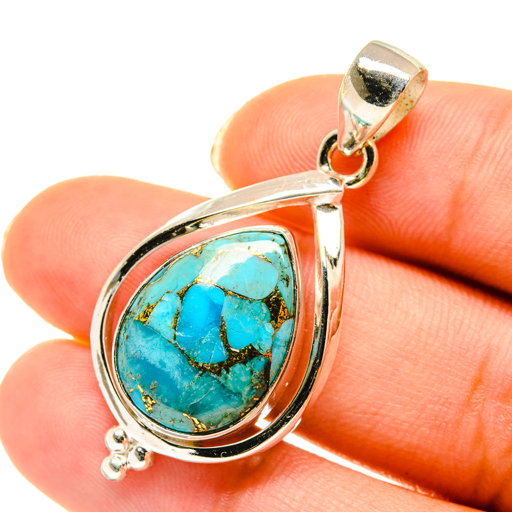 Blue Copper Composite Turquoise Pendants handcrafted by Ana Silver Co - PD4128