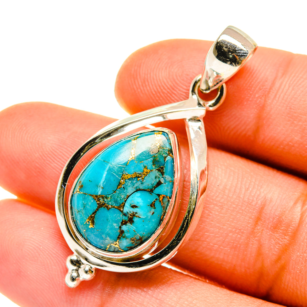 Blue Copper Composite Turquoise Pendants handcrafted by Ana Silver Co - PD4176
