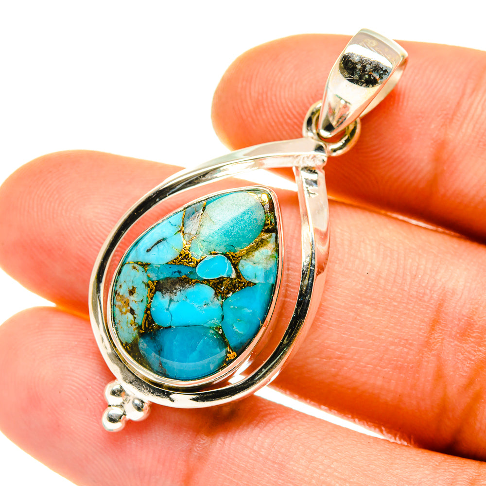 Blue Copper Composite Turquoise Pendants handcrafted by Ana Silver Co - PD4178