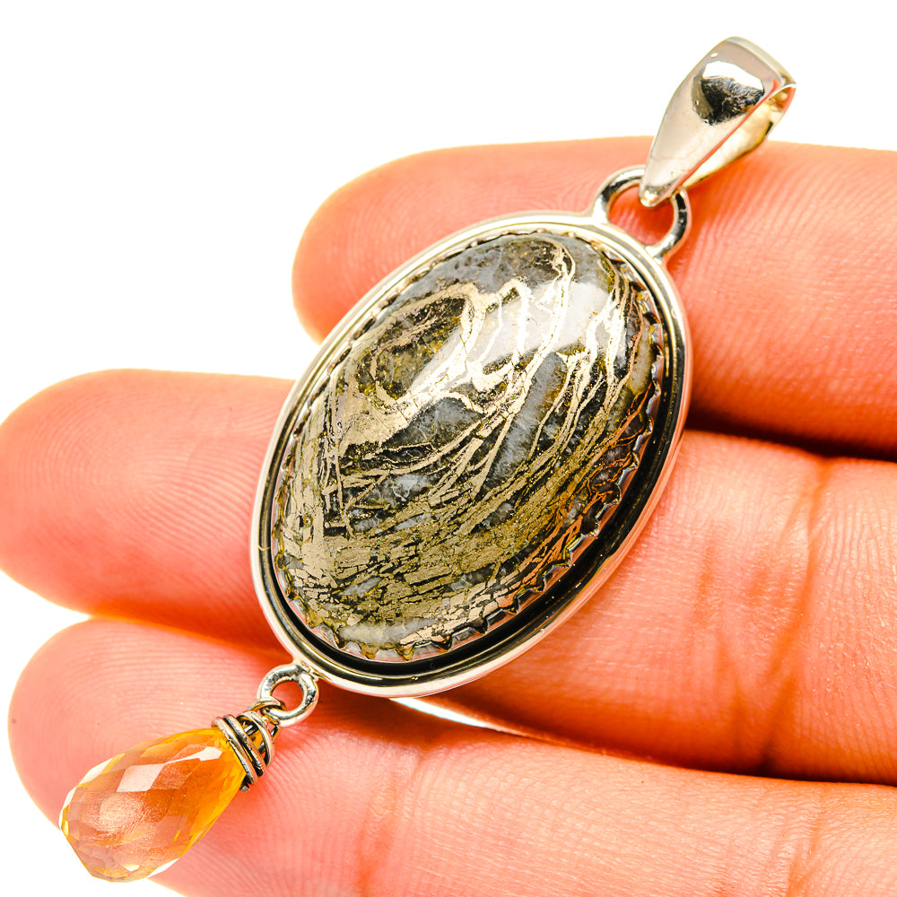 Pyrite Agate Pendants handcrafted by Ana Silver Co - PD4221
