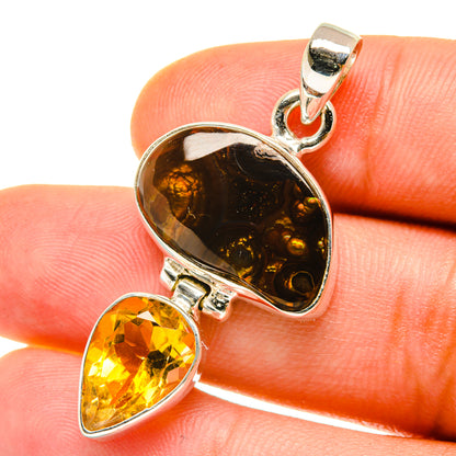 Mexican Fire Agate Pendants handcrafted by Ana Silver Co - PD4235