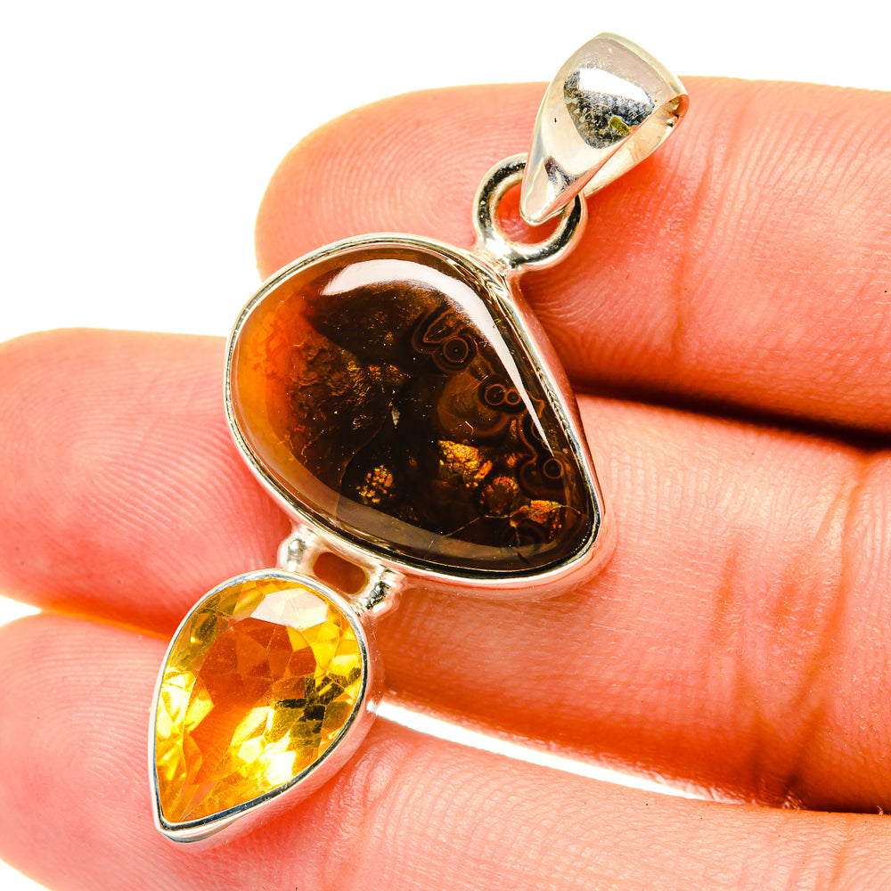 Mexican Fire Agate Pendants handcrafted by Ana Silver Co - PD4236