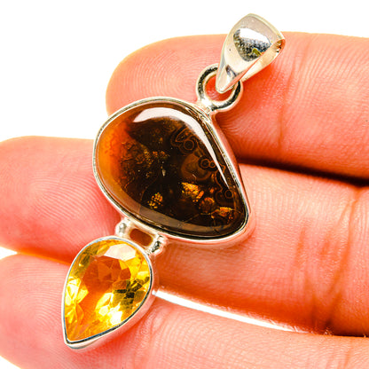 Mexican Fire Agate Pendants handcrafted by Ana Silver Co - PD4236