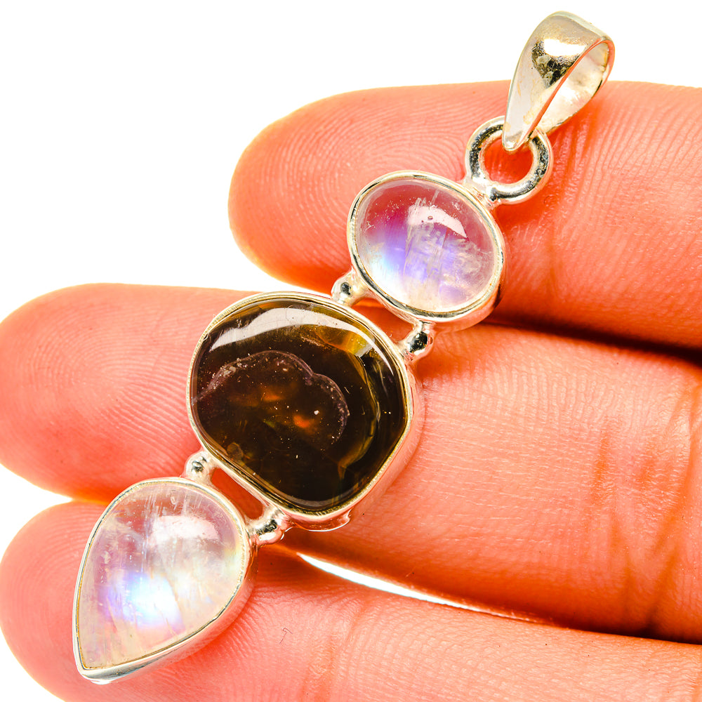 Mexican Fire Agate Pendants handcrafted by Ana Silver Co - PD4240