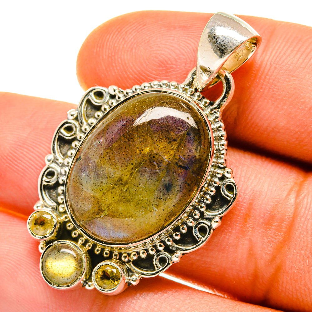 Labradorite, Citrine Pendants handcrafted by Ana Silver Co - PD4326