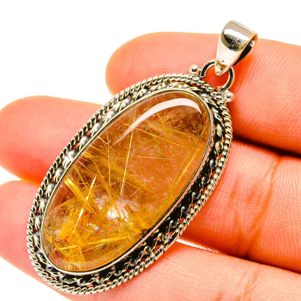 Rutilated Quartz Pendants handcrafted by Ana Silver Co - PD4368