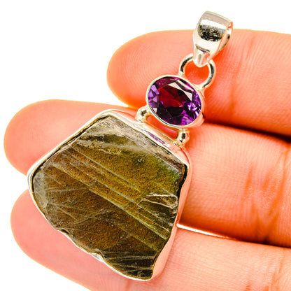 Labradorite, Amethyst Pendants handcrafted by Ana Silver Co - PD4398