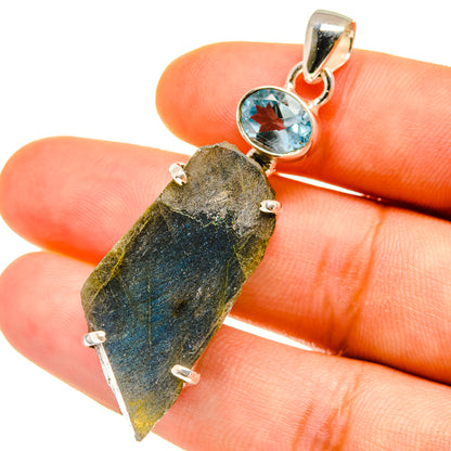 Labradorite, Blue Topaz Pendants handcrafted by Ana Silver Co - PD4401
