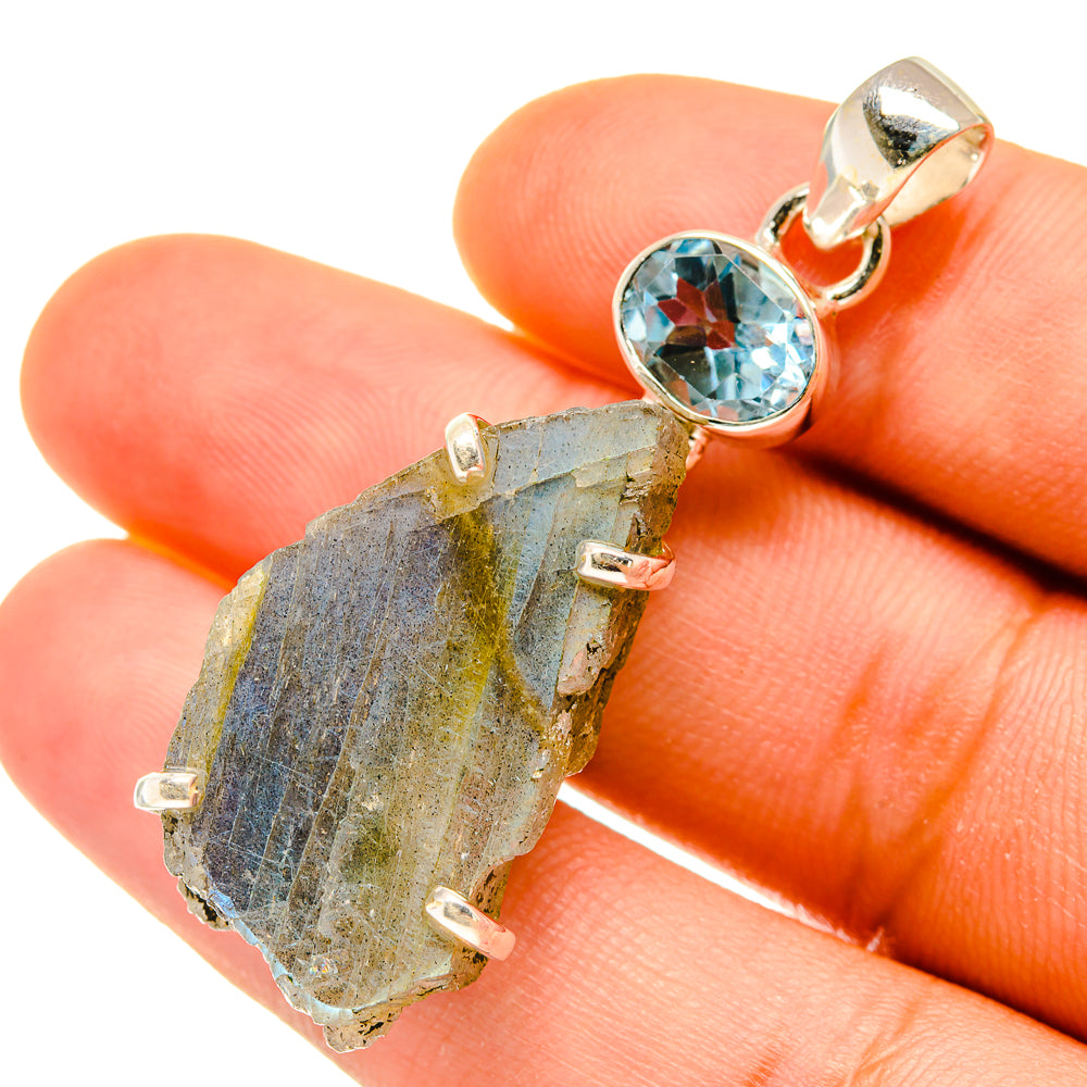 Labradorite, Blue Topaz Pendants handcrafted by Ana Silver Co - PD4403