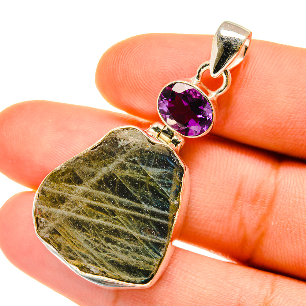 Labradorite, Amethyst Pendants handcrafted by Ana Silver Co - PD4409