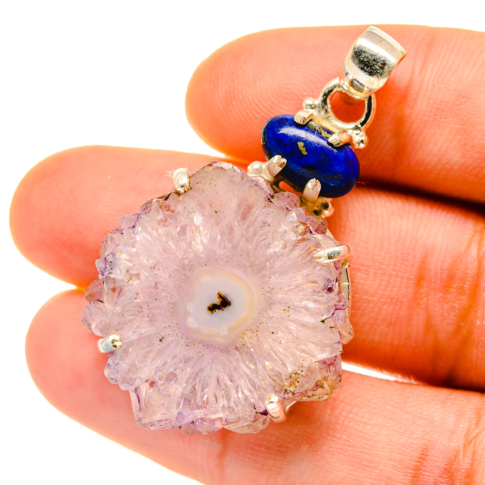 Amethyst Stalactite, Lapis Lazuli Pendants handcrafted by Ana Silver Co - PD4423