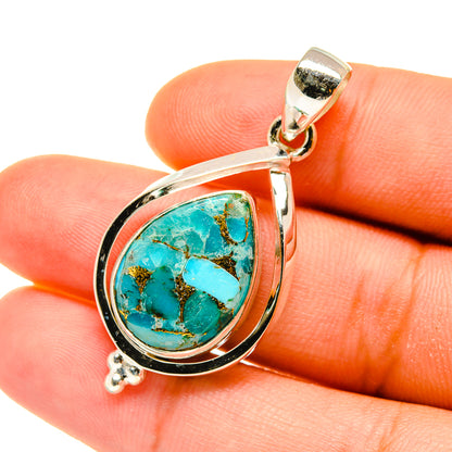 Blue Copper Composite Turquoise Pendants handcrafted by Ana Silver Co - PD4435