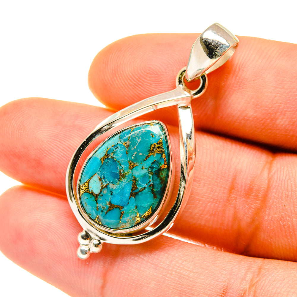 Blue Copper Composite Turquoise Pendants handcrafted by Ana Silver Co - PD4436
