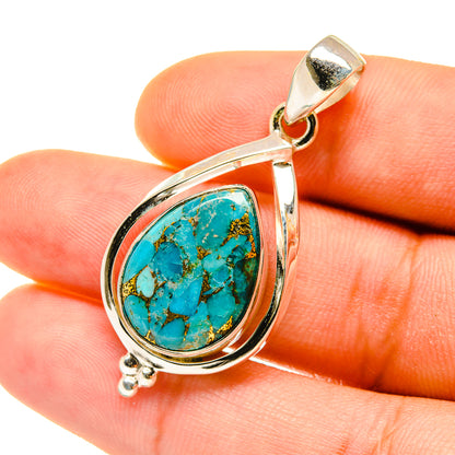 Blue Copper Composite Turquoise Pendants handcrafted by Ana Silver Co - PD4436