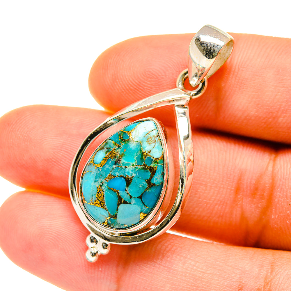 Blue Copper Composite Turquoise Pendants handcrafted by Ana Silver Co - PD4437