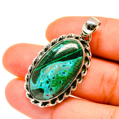 Malachite In Chrysocolla Pendants handcrafted by Ana Silver Co - PD4443