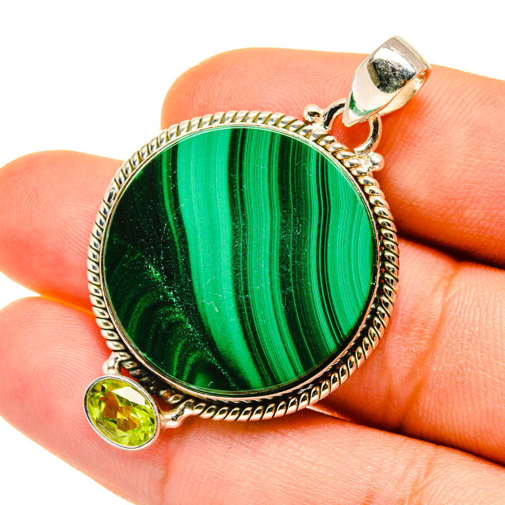 Malachite, Peridot Pendants handcrafted by Ana Silver Co - PD4449