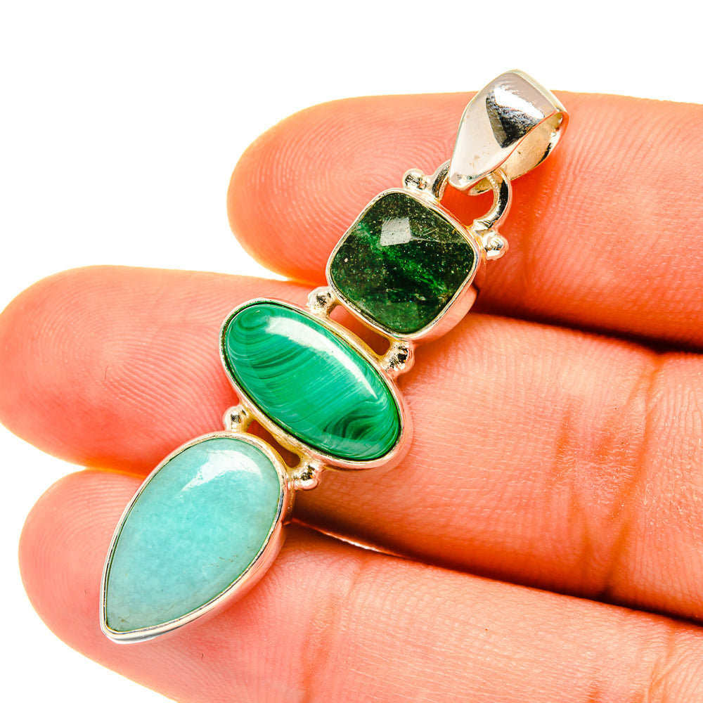 Larimar, Malachite, Green Aventurine Pendants handcrafted by Ana Silver Co - PD4451