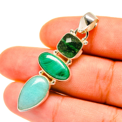 Larimar, Malachite, Green Aventurine Pendants handcrafted by Ana Silver Co - PD4451
