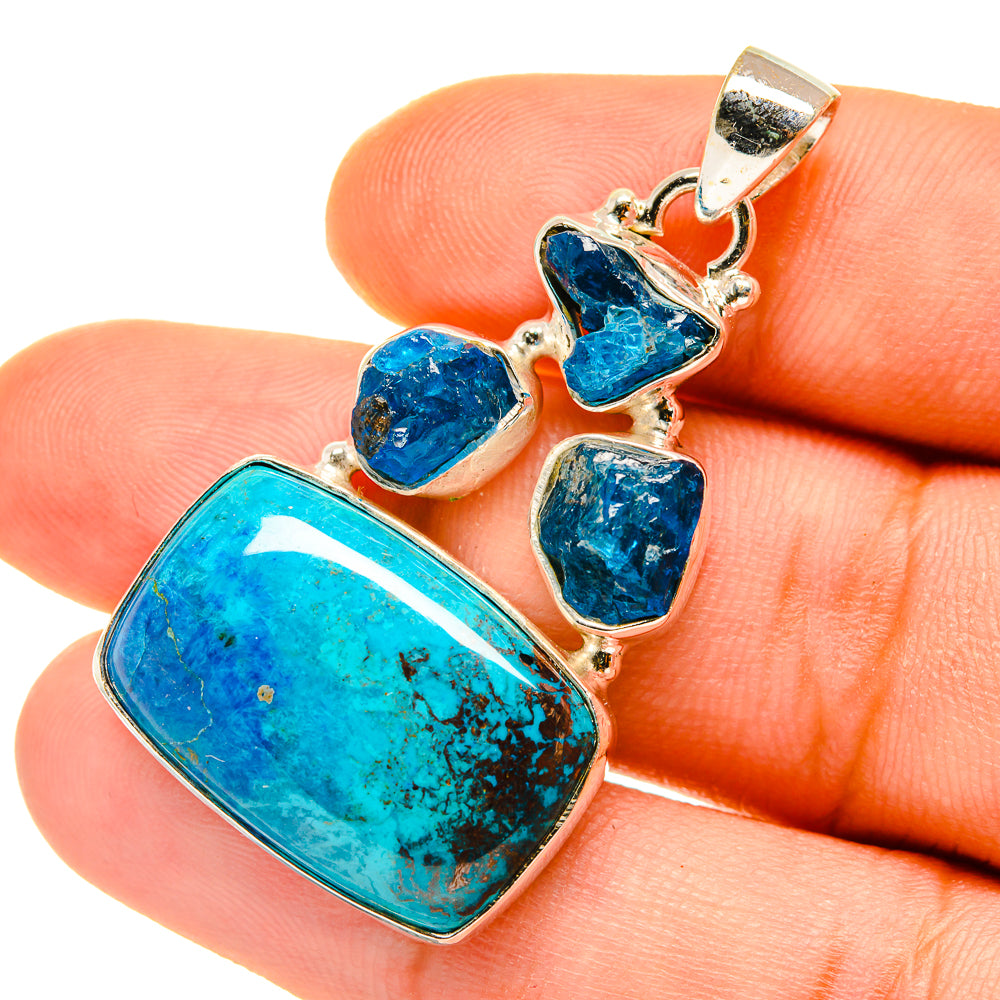 Shattuckite, Apatite Pendants handcrafted by Ana Silver Co - PD4456