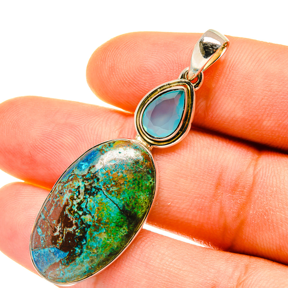 Shattuckite, Aqua Chalcedony Pendants handcrafted by Ana Silver Co - PD4457