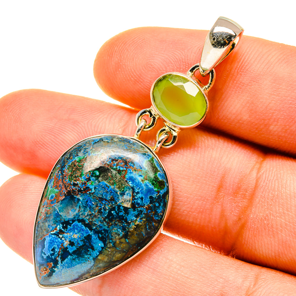 Shattuckite, Prehnite Pendants handcrafted by Ana Silver Co - PD4458