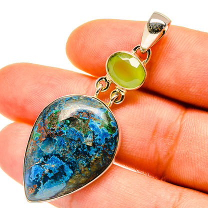 Shattuckite, Prehnite Pendants handcrafted by Ana Silver Co - PD4458