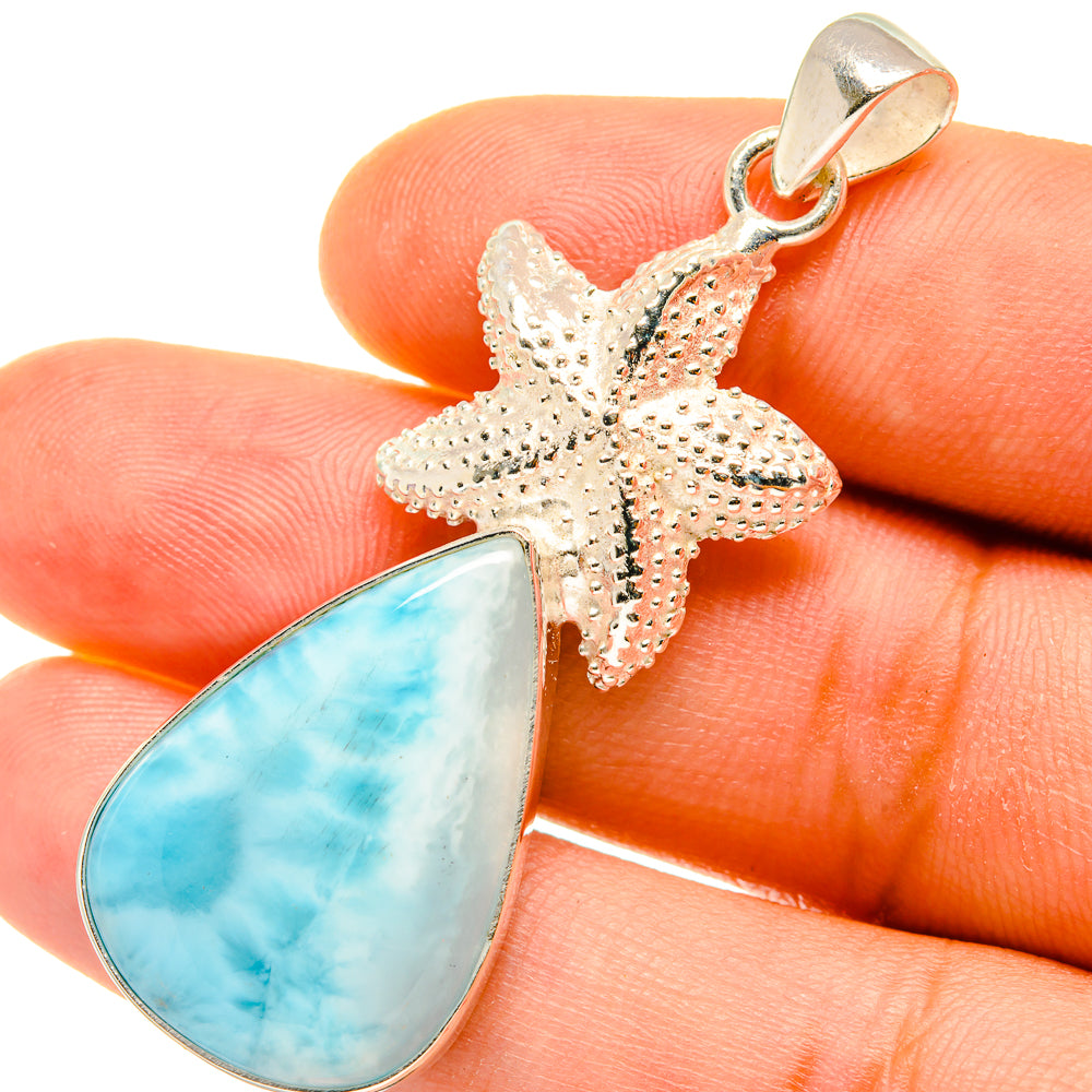 Larimar Starfish Pendants handcrafted by Ana Silver Co - PD4464