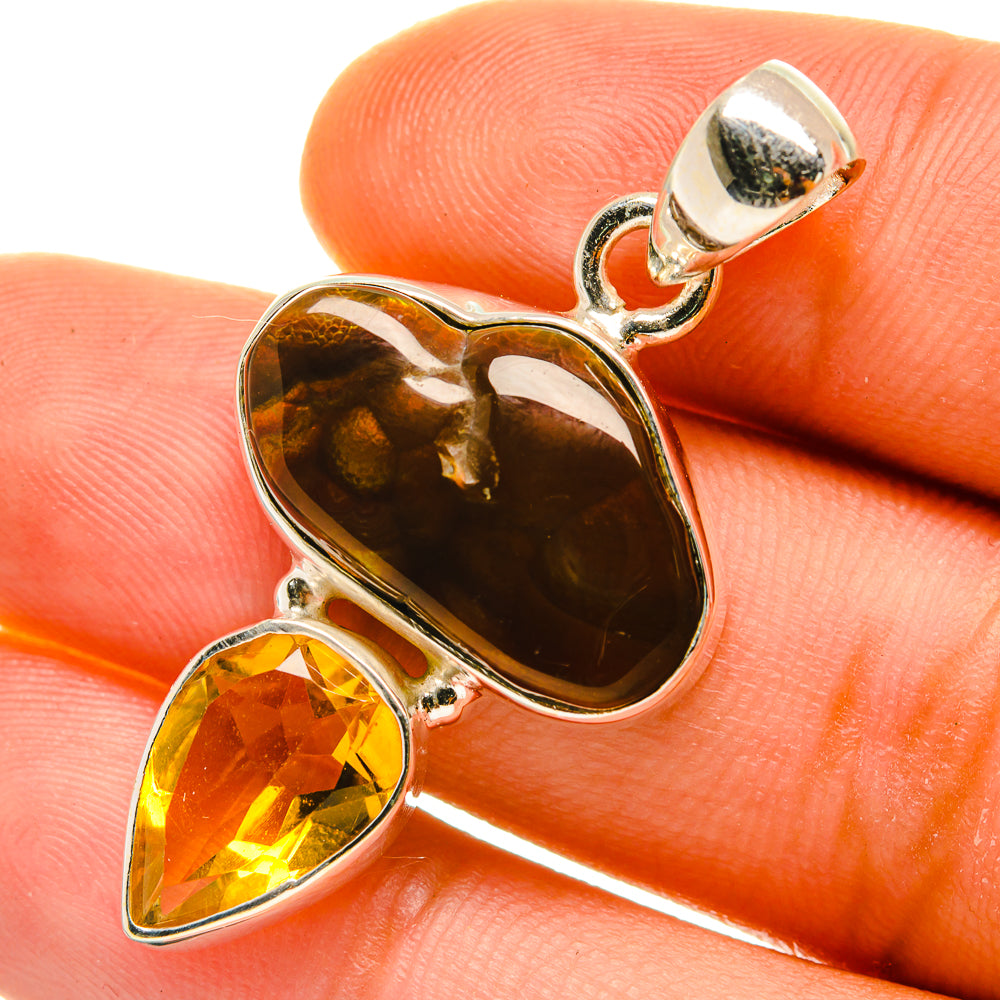 Mexican Fire Agate Pendants handcrafted by Ana Silver Co - PD4499