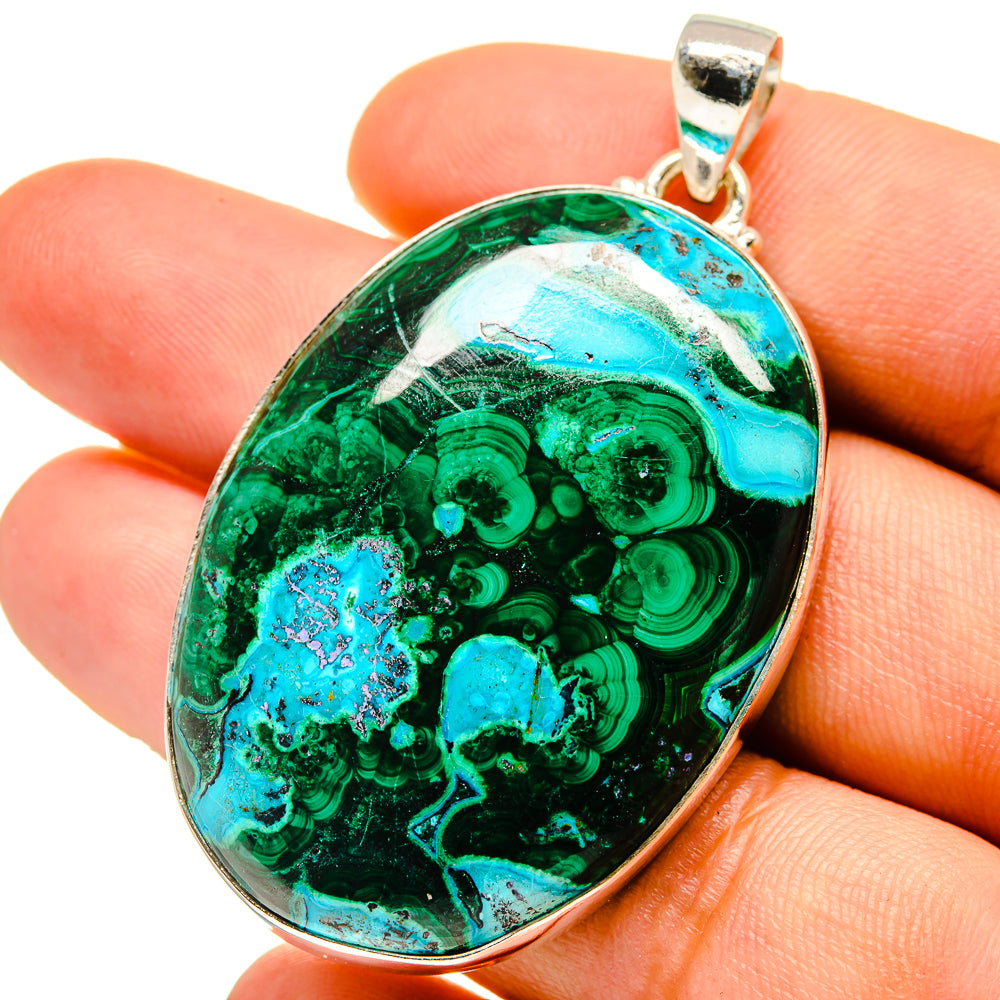 Malachite In Chrysocolla Pendants handcrafted by Ana Silver Co - PD759604