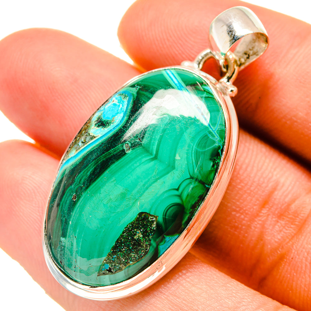 Malachite In Chrysocolla Pendants handcrafted by Ana Silver Co - PD759643