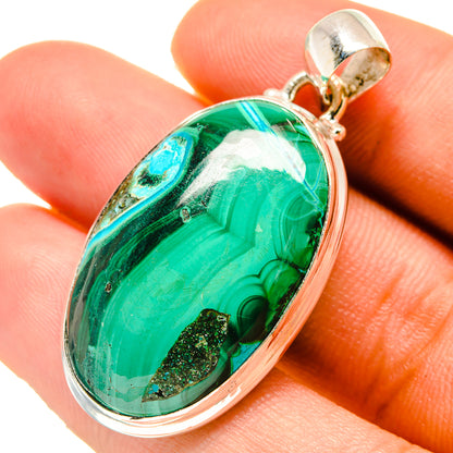 Malachite In Chrysocolla Pendants handcrafted by Ana Silver Co - PD759643