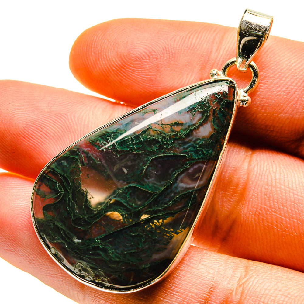 Green Moss Agate Pendants handcrafted by Ana Silver Co - PD759697