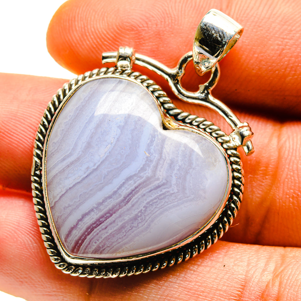 Blue Lace Agate Pendants handcrafted by Ana Silver Co - PD759706