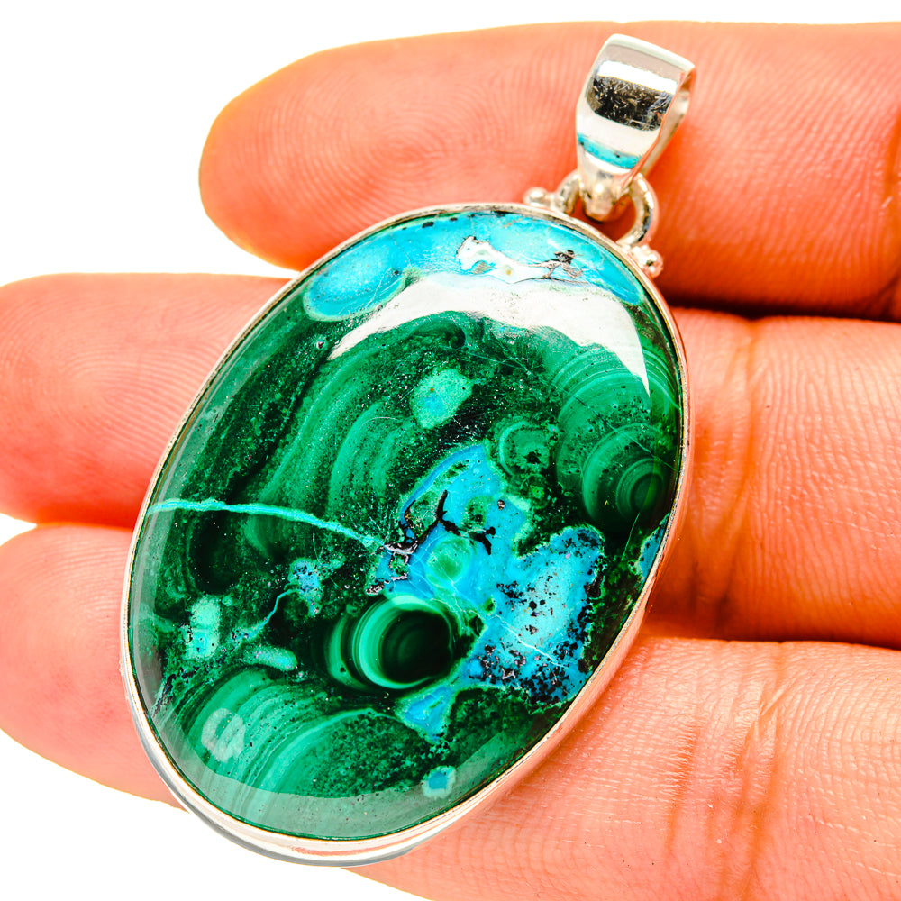 Malachite In Chrysocolla Pendants handcrafted by Ana Silver Co - PD759724