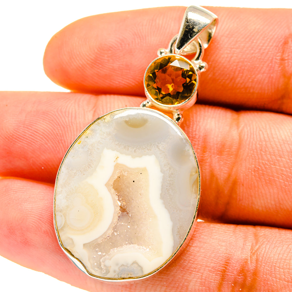 Geode Slice, Citrine Pendants handcrafted by Ana Silver Co - PD759737