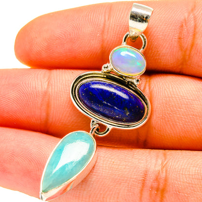 Lapis Lazuli, Peruvian Opal, Ethiopian Opal Pendants handcrafted by Ana Silver Co - PD759746