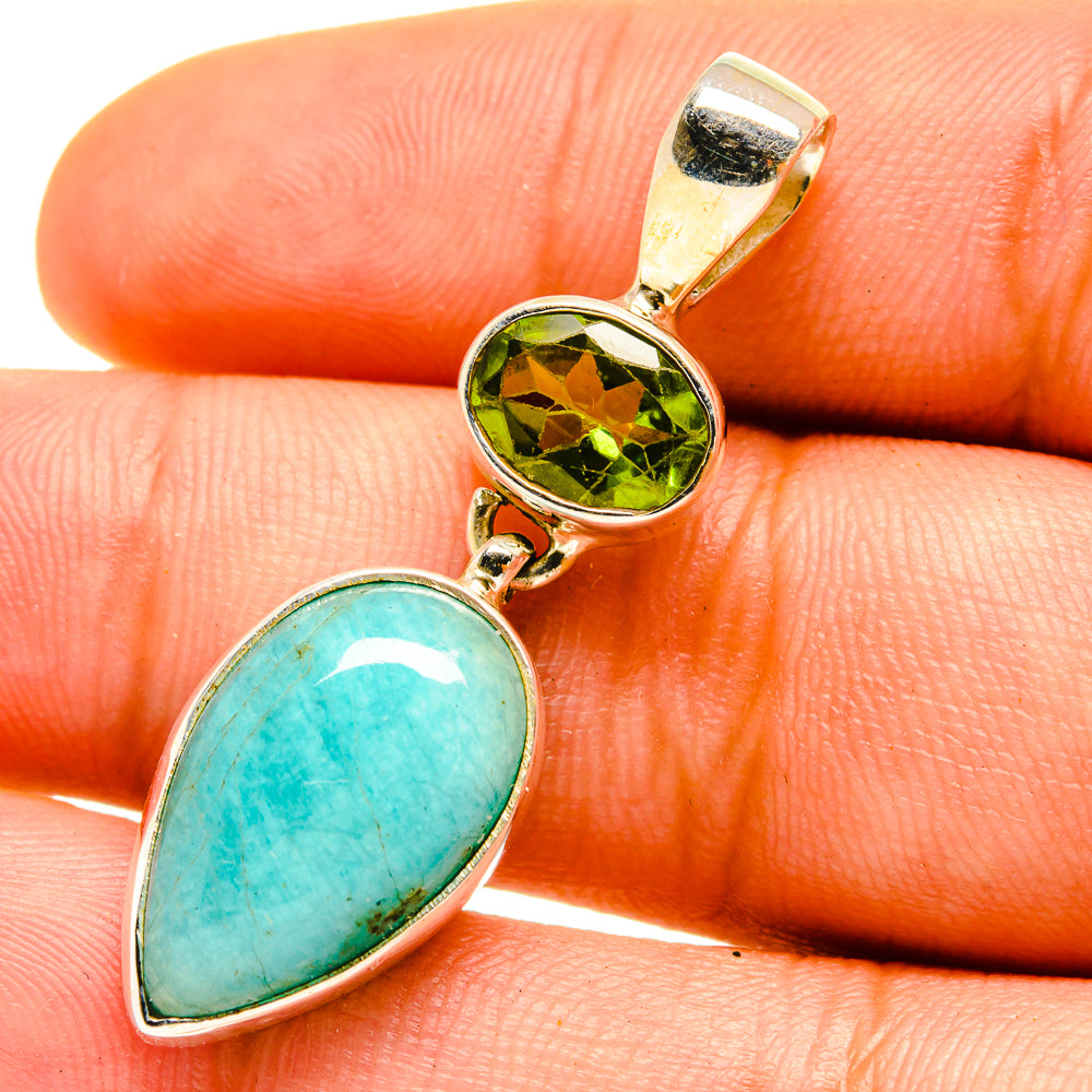 Peruvian Opal, Peridot Pendants handcrafted by Ana Silver Co - PD759748