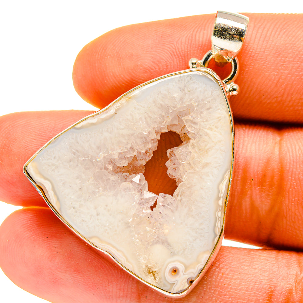White Geode Slice Pendants handcrafted by Ana Silver Co - PD759780