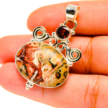 Ocean Jasper, Garnet Pendants handcrafted by Ana Silver Co - PD759781