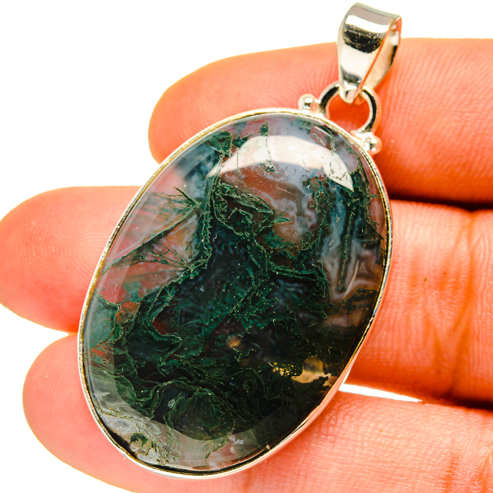 Green Moss Agate Pendants handcrafted by Ana Silver Co - PD759782