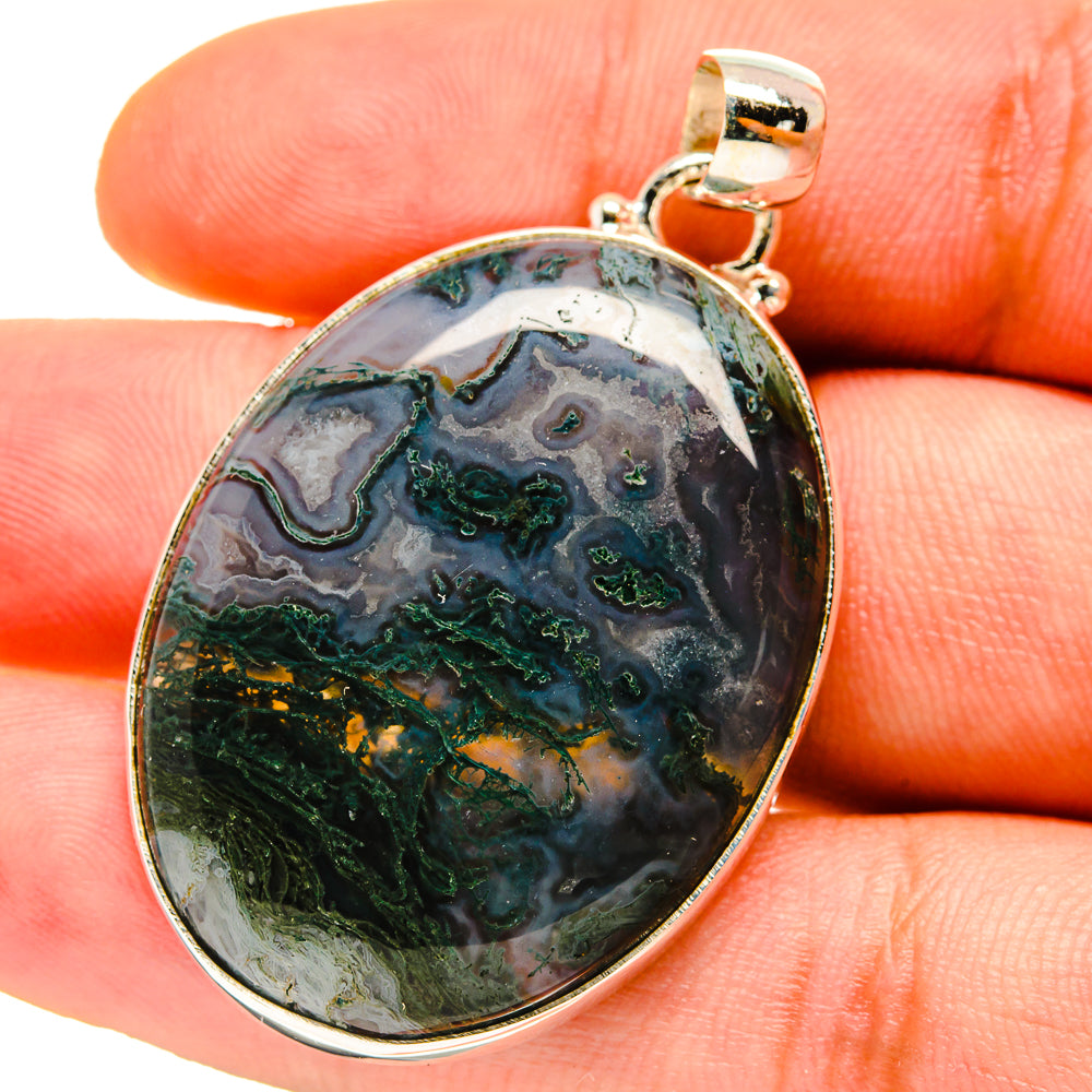 Green Moss Agate Pendants handcrafted by Ana Silver Co - PD759786