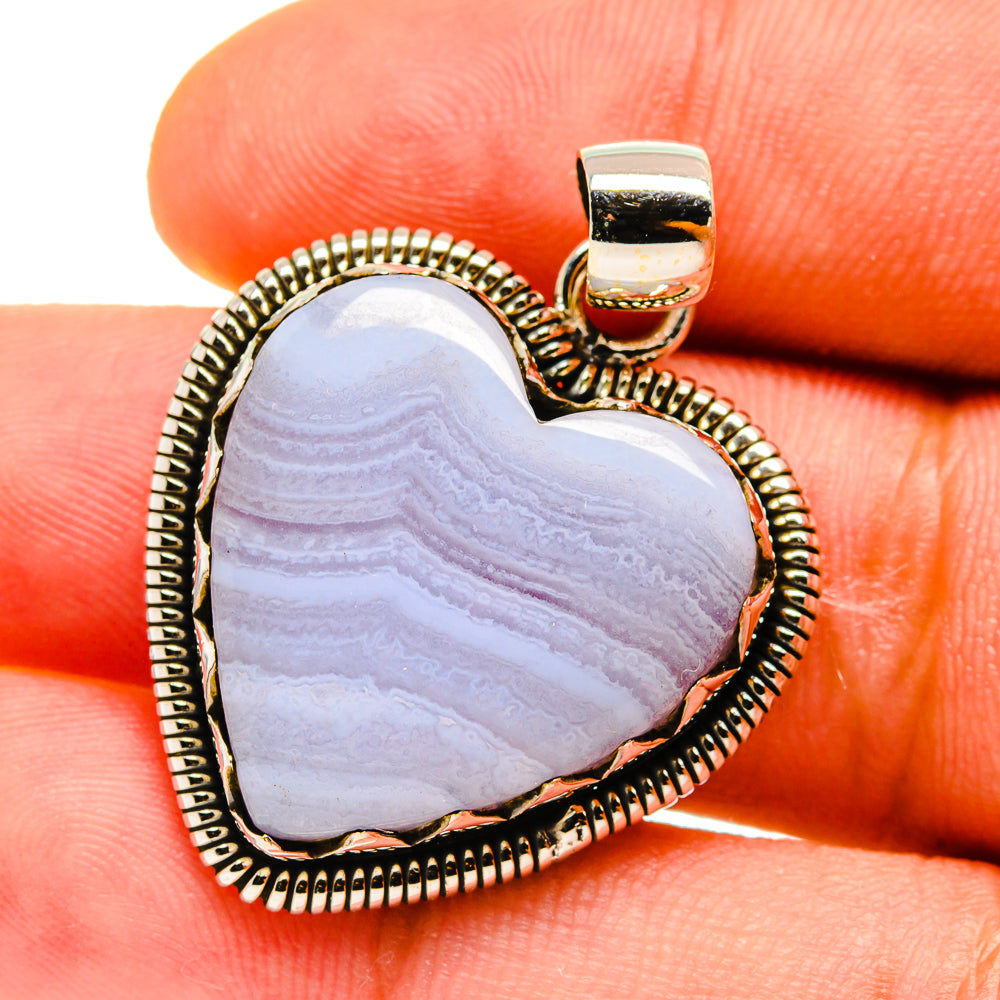 Blue Lace Agate Pendants handcrafted by Ana Silver Co - PD759787