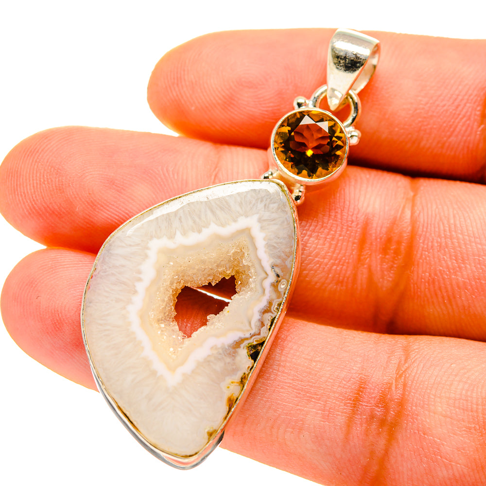 White Geode Slice Pendants handcrafted by Ana Silver Co - PD759799