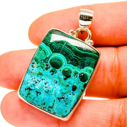 Malachite In Chrysocolla Pendants handcrafted by Ana Silver Co - PD759802