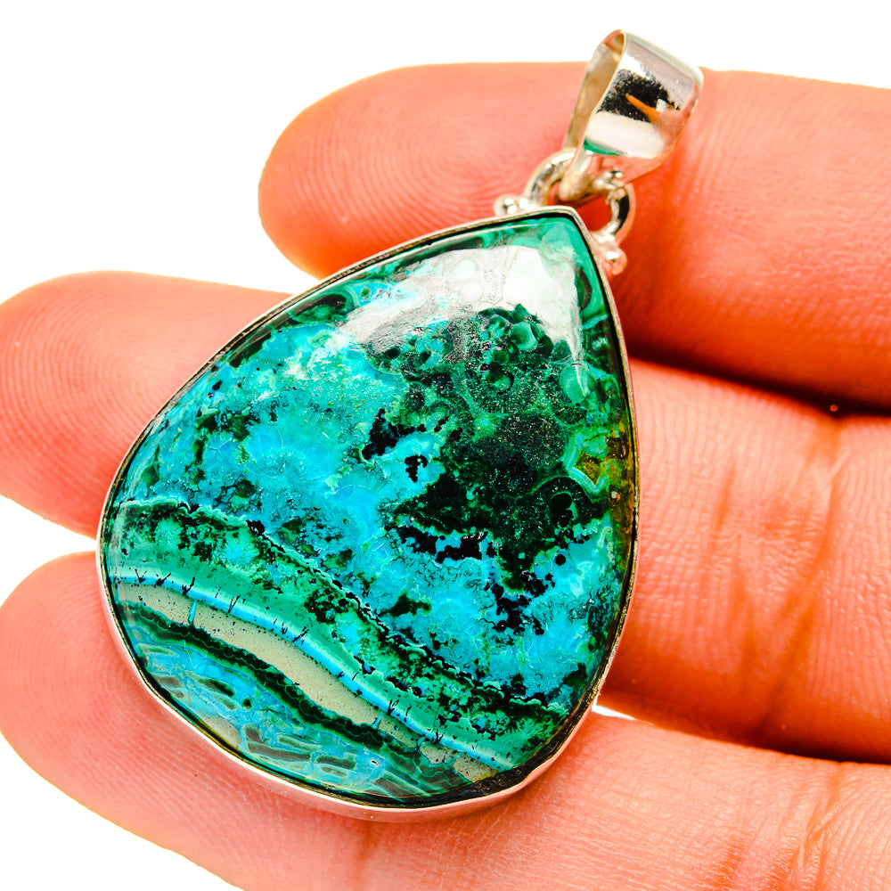 Malachite In Chrysocolla Pendants handcrafted by Ana Silver Co - PD759812
