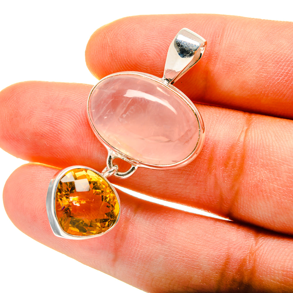 Rose Quartz Pendants handcrafted by Ana Silver Co - PD759864
