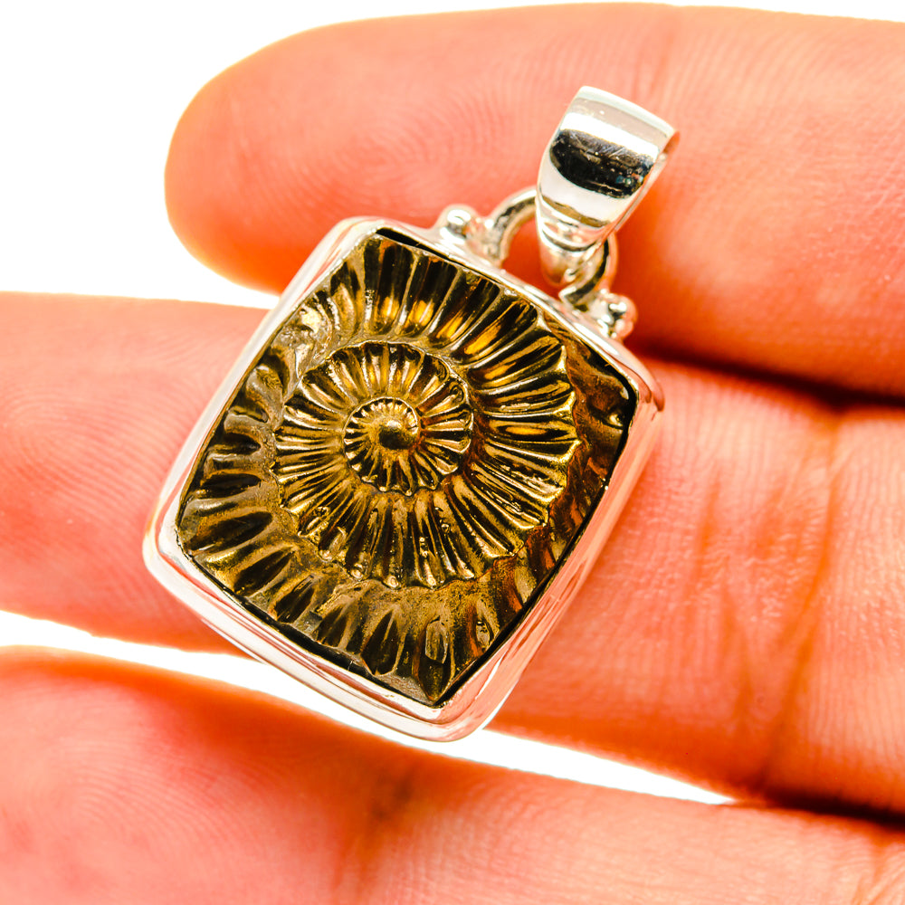 Pyrite Fossil Pendants handcrafted by Ana Silver Co - PD759879