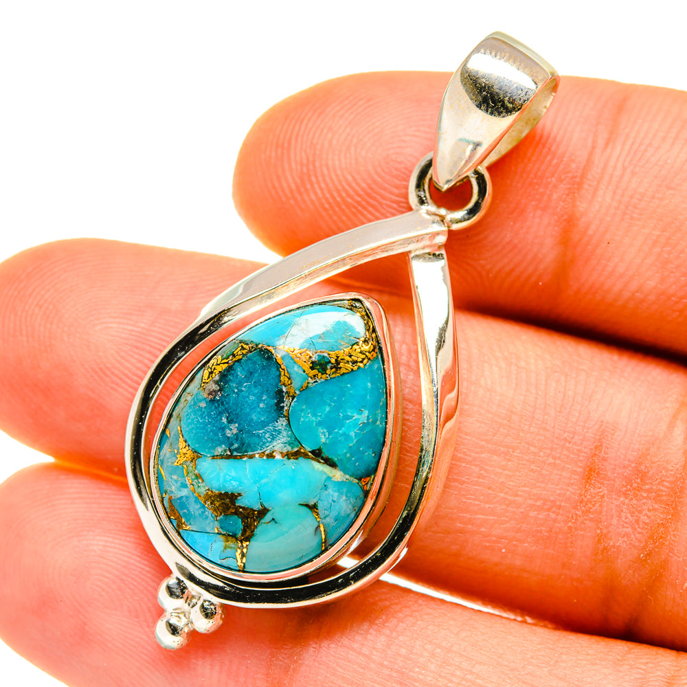 Blue Copper Composite Turquoise Pendants handcrafted by Ana Silver Co - PD4648
